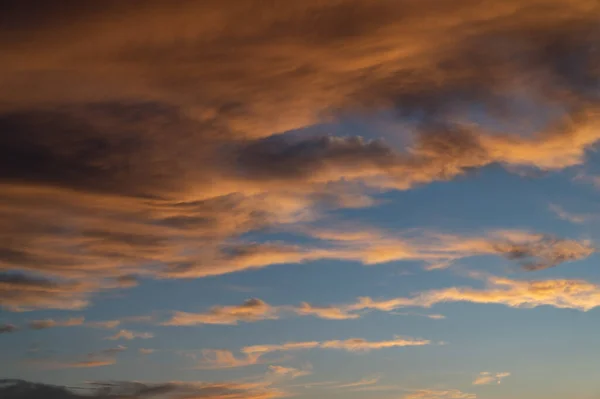 Solnedgång Himmel Med Orange Moln Naturbakgrund — Stockfoto