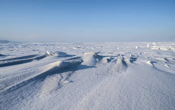 Winter Landscape Frozen Sea Surface Snow — Stock Photo, Image
