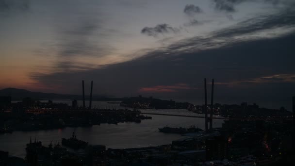 Vladivostok Ρωσια Δεκεμβριου 2021 Ηλιοβασίλεμα Πάνω Από Την Πόλη Από — Αρχείο Βίντεο