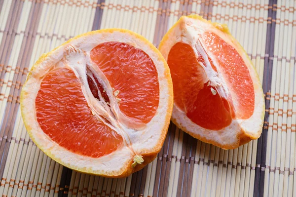 Half Fresh Grapefruit Slective Focus — Stock Photo, Image