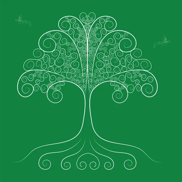 ağaç ve daldan uçan kuş vektör sanat