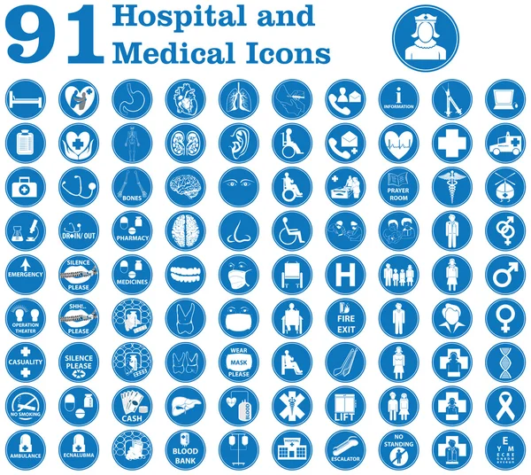 Iconos médicos utilizados en el hospital — Vector de stock