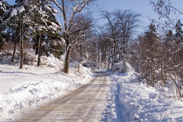Опасная зимняя дорога — стоковое фото