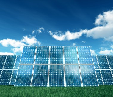 Beyaz fotovoltaik panel izole