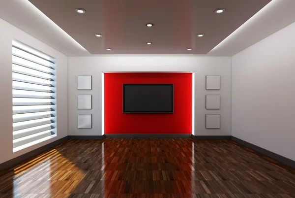 Domácí interiér s televizí — Stock fotografie