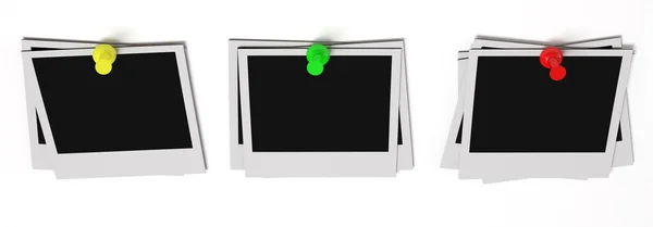 Geïsoleerde photo frame met push pins — Stockfoto