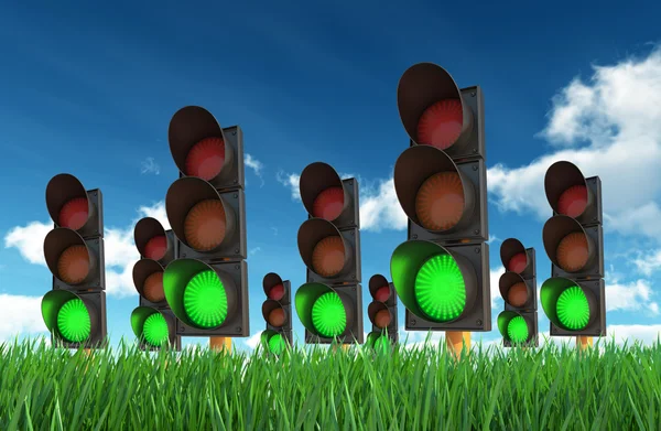 Groene verkeerslichten — Stockfoto