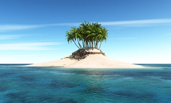 Insel mit Palme — Stockfoto