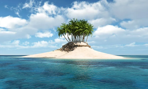 Island with palm tree — Stock Photo, Image