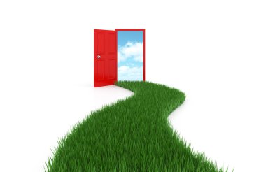 açık kapı driveway otlar ile arka planda gökyüzü üzerinde