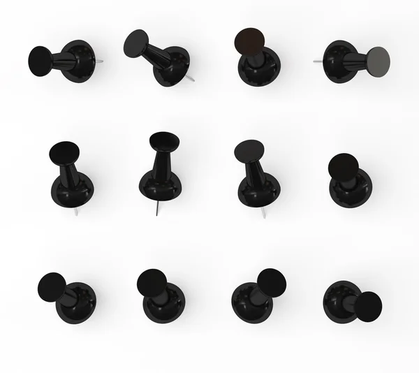 Zwarte push pins — Stockfoto
