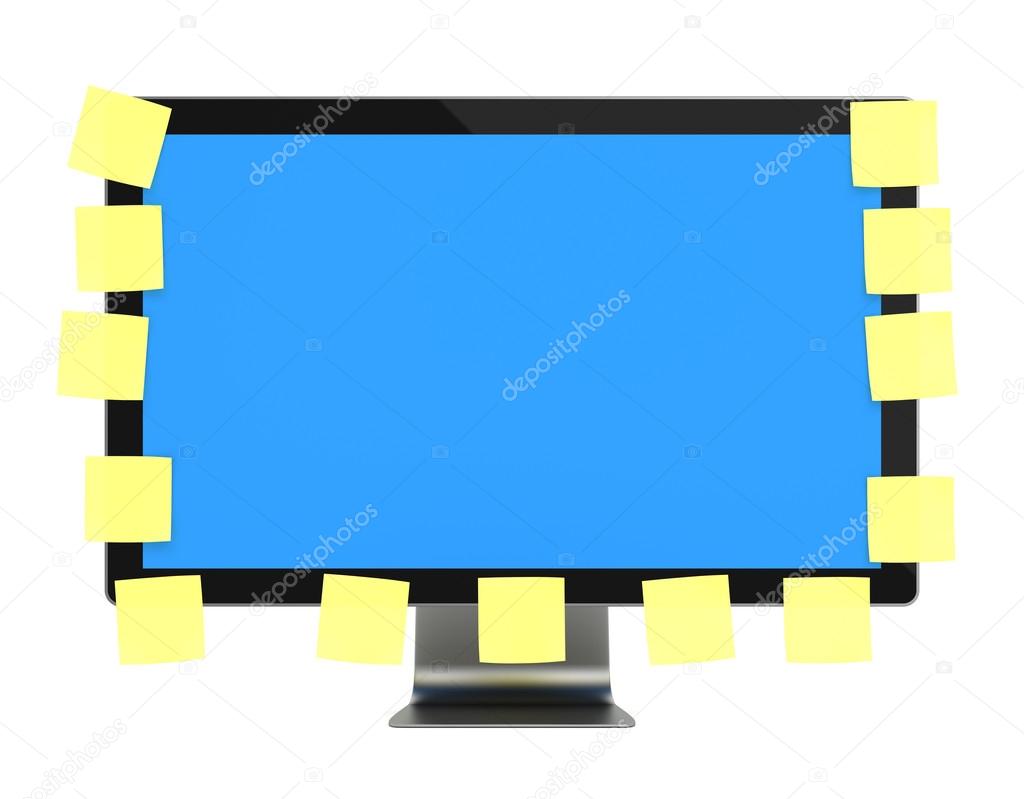 Computer Monitor with post it