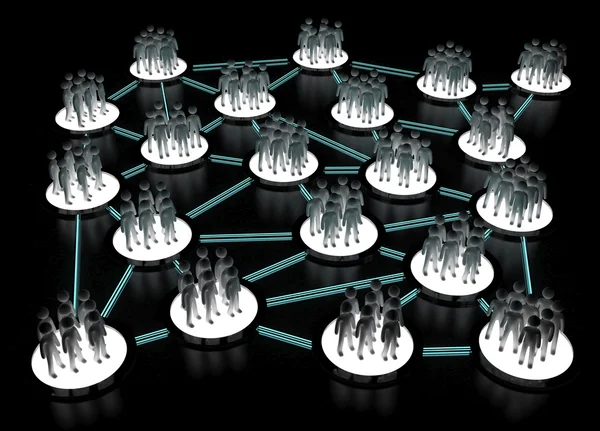 Menselijke netwerkverbinding op zwarte oppervlakte — Stockfoto
