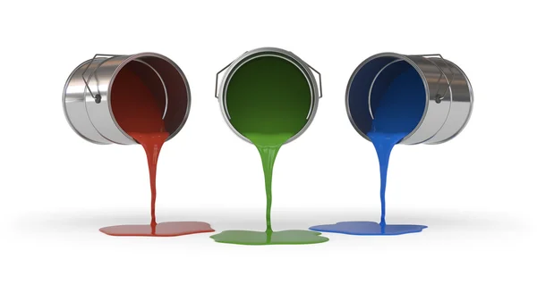 Red, Green and Blue Colored Paint Container — Stock Photo, Image