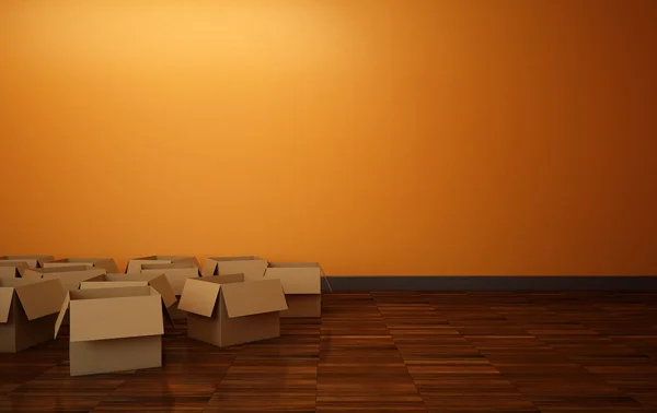 Пустые коробки в номере — стоковое фото
