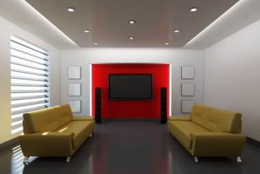 kırmızı arka plan ile modern bir iç