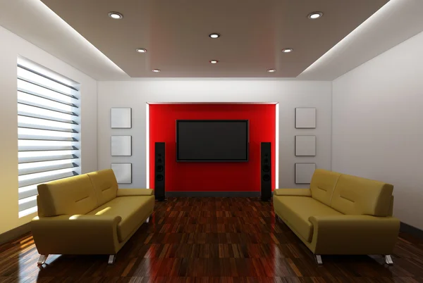 Interior moderno con fondo rojo —  Fotos de Stock