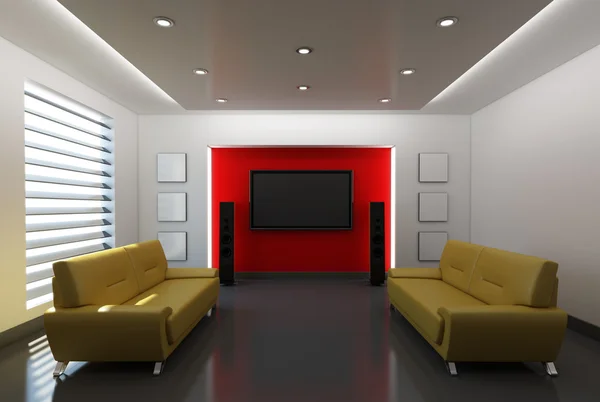 Interior moderno con fondo rojo — Foto de Stock