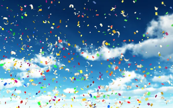 Färgglada konfetti i himlen Stockbild