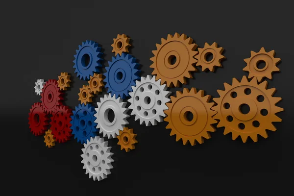 Colorful plastic gears — Stock Photo, Image