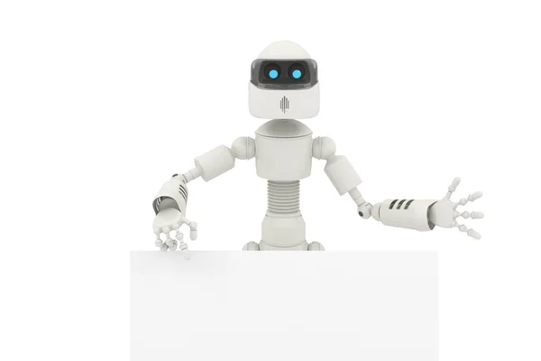 Robot with a blank sign — Stock Photo, Image