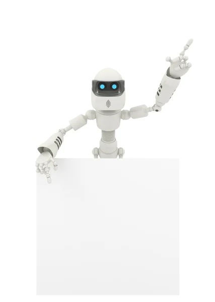Robot with a blank sign — Stock Photo, Image