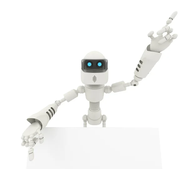 Robot with a blank sign — Stock Photo, Image
