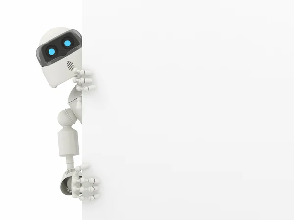 Robot with a blank sign — Stock Photo, Image