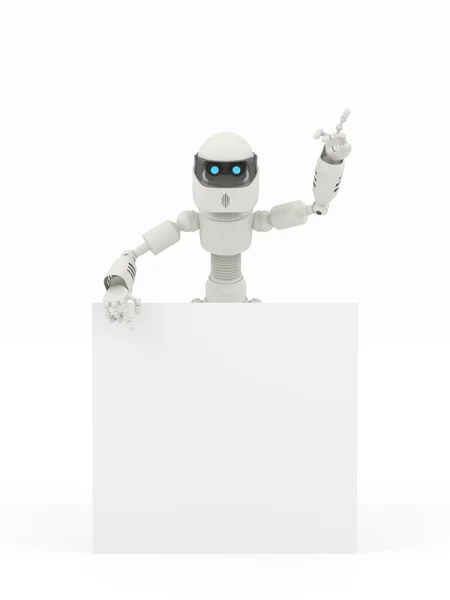 Robot con un signo en blanco — Foto de Stock