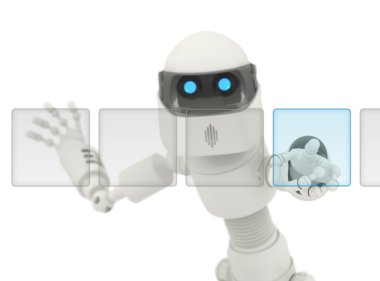 Robot that point on digital interface clipart