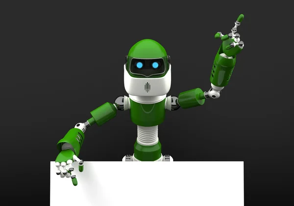 Robô com um sinal em branco — Fotografia de Stock