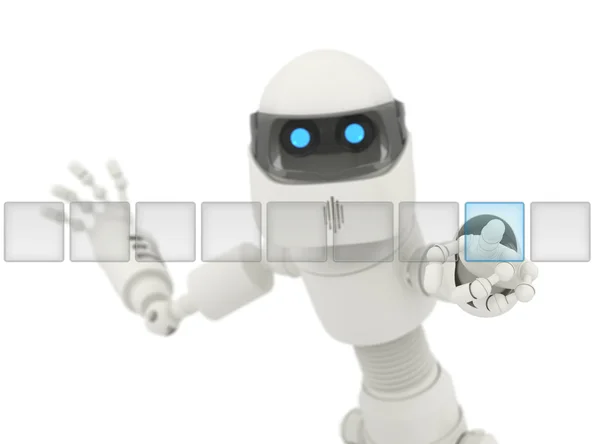 Robot, który punkt na cyfrowy interfejs — Zdjęcie stockowe