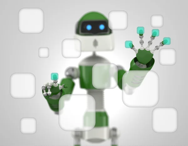 Robot that point on digital interface — Stock Photo, Image