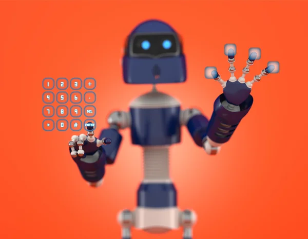 Robot that point on digital interface — Stock Photo, Image