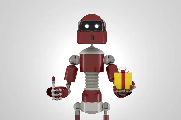 Robot with gift box — Stock Photo, Image