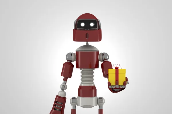 Robot with gift box — Stock Photo, Image