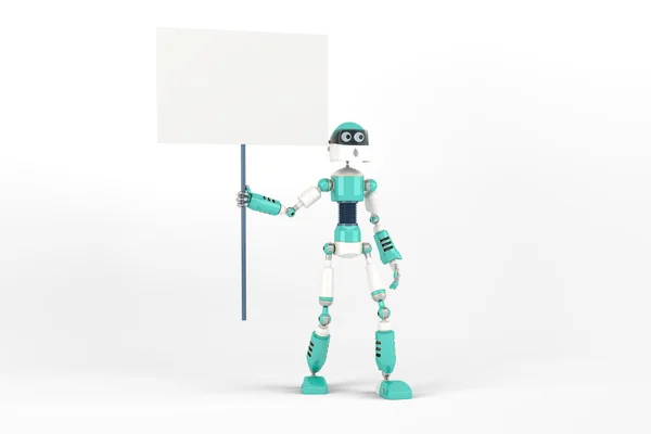 Robot in Pose with Sign — Stock Photo, Image