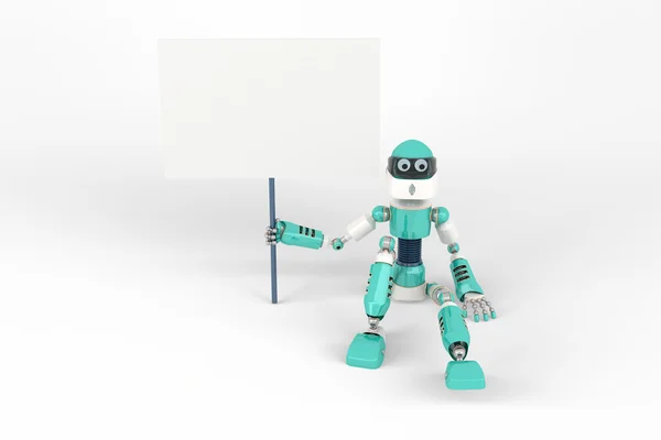 Robot in Pose with Sign — Stock Photo, Image