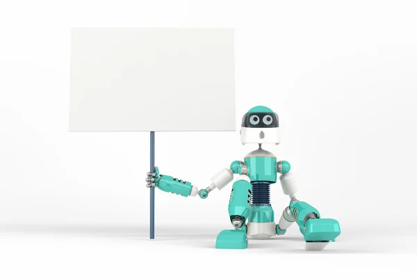 Robot in Pose with Sign — Stock Photo, Image