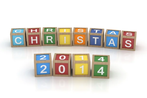 Η λέξη Χριστούγεννα 2014 στο ξύλινο παιχνίδι μπλοκ — Φωτογραφία Αρχείου