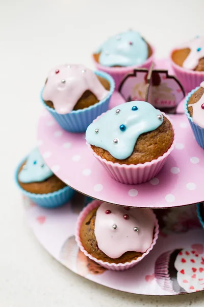 Homemade blue and pink cupcake — Stock Photo, Image