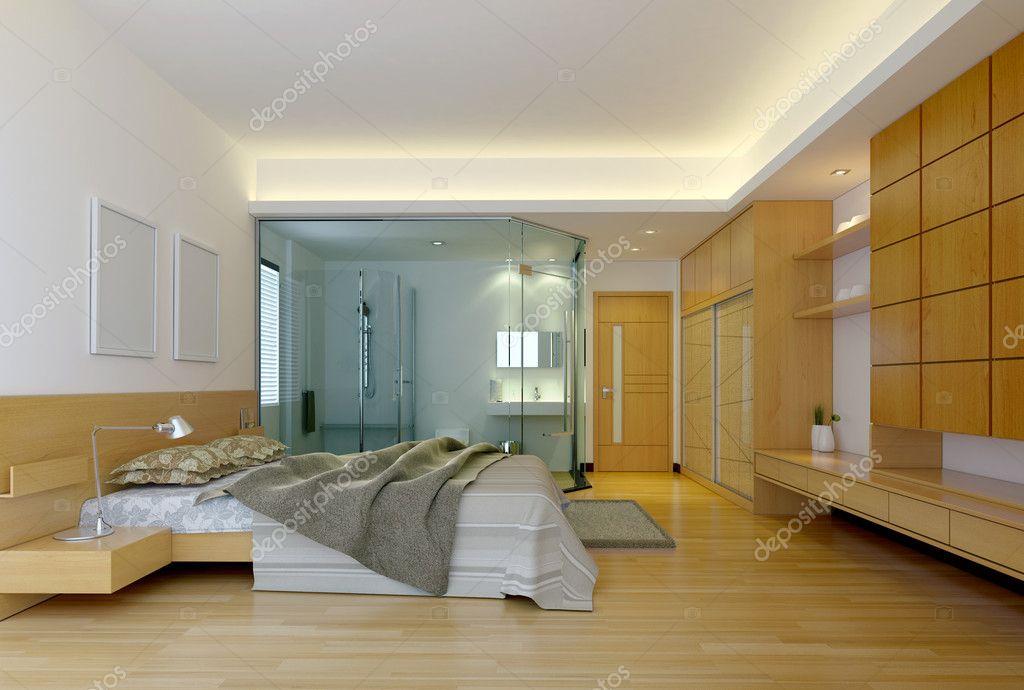 Modern Hotel Bedroom modern hotel bedroom with bathroom — stock photo © el.doctore Modern Hotel Bedroom modern hotel bedroom with bathroom — stock photo © el.doctore