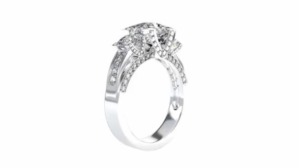 Wedding silver diamond ring rotating