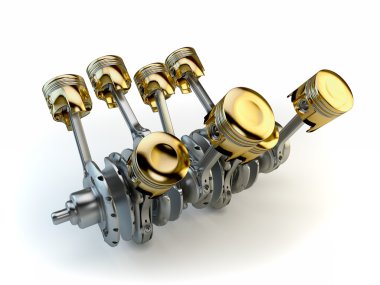 V8 motor piston krank mili üzerinde