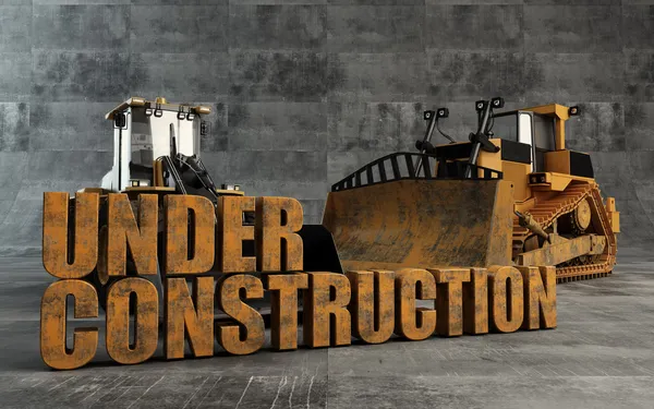 Onder constructie achtergrond met bulldozer en lader — Stockfoto