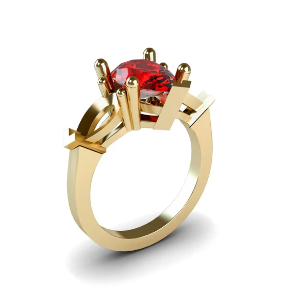 Свадебное золотое кольцо на белом фоне — стоковое фото