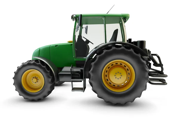 Modern powerful green farm tractor isolated on white background — Stock Photo, Image