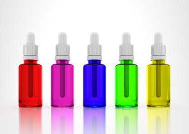 Beyaz bir arka plan üzerinde izole göz damlalıklı şişeler