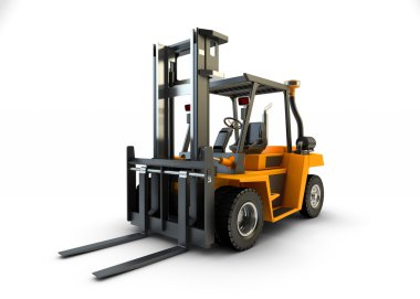 Beyaz arka plan üzerinde izole forklifti lift