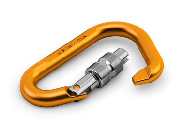beyaz izole carabiner dağcılık güvenlik ekipmanları